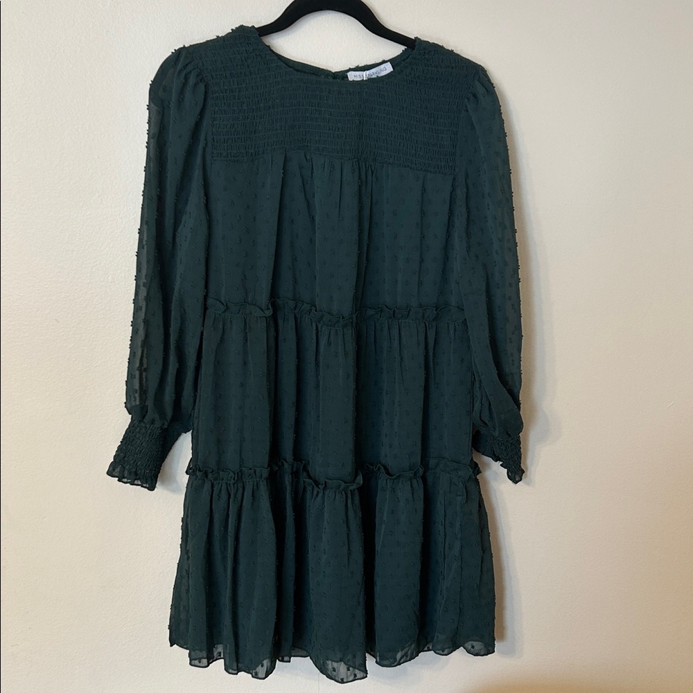 Emerald Swiss Dot Tiered Dress